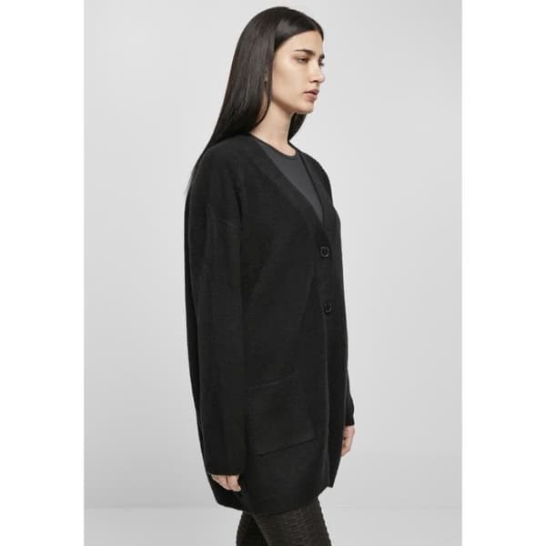 Urban Classics Dam Chunky Fluffy Knit Cardigan - svart - XS