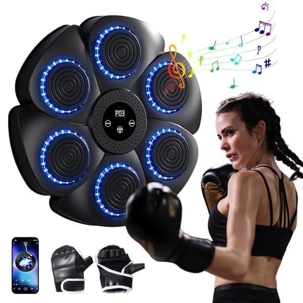 Smart Musik Boxningsmaskin, USB-laddning, Bluetooth-anslutning, 9-nivåers rytmjustering,Svart