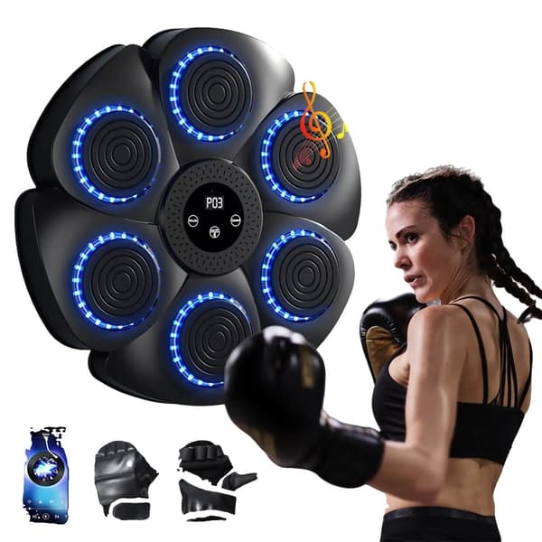 Smart Musik Boxningsmaskin, USB-laddning, Bluetooth-anslutning, 9-nivåers rytmjustering,Svart
