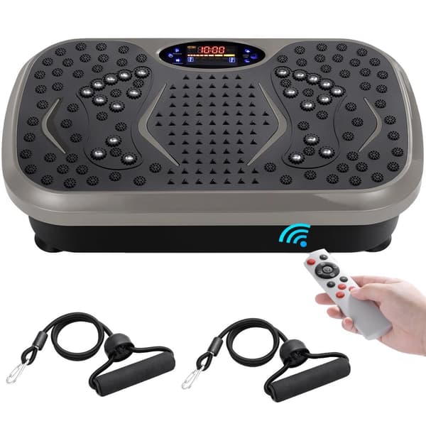 Vibrationsplade Træningsmaskine, Hastighedsområde 1-99 Niveauer, LED Kontrolpanel, Oscillationsvibrationstype,Mørk Grå