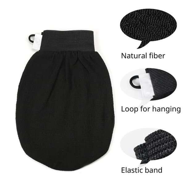 Exfolierande Skrubbhandske i 100% Viscose Fiber Svart