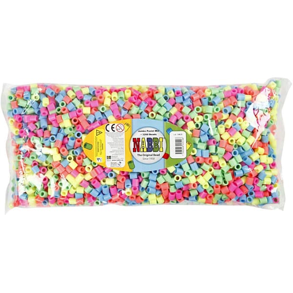 Nabbi Pärlor Jumbo 10mm - Pastellfärger - 3200 st