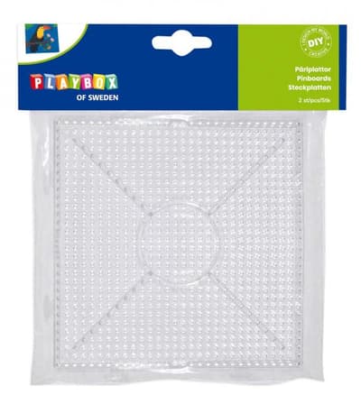 Pärlplattor, kvadrat, 15x15cm, byggbara, för midirörpärlor (Ø5mm), 2 st/fp
