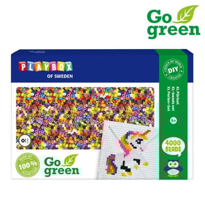 Pärlset I'm green, bioplast, midirörpärlor, Ø 5mm, 4000 rörpärlor/fp + pärlplatta