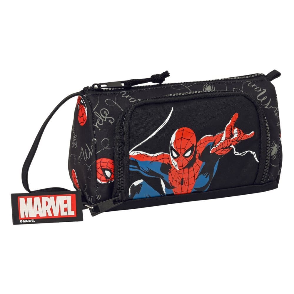 Pennfodral med tillbehör Spiderman Hero Svart (20 x 11 x 8.5 cm) (32 Delar)