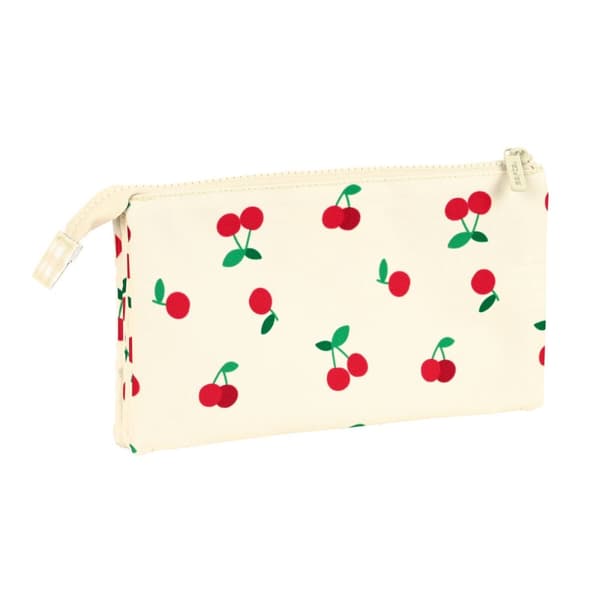 Tredobbelt bæretaske Safta Cherry Beige (22 x 12 x 3 cm)