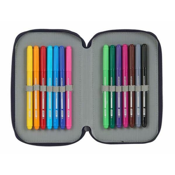 Dobbelt penalhus RFEF M854 Rød 12.5 x 19.5 x 4 cm (28 Dele)