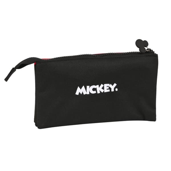 Tredobbelt bæretaske Mickey Mouse Clubhouse Mickey mood Sort Rød 22 x 12 x 3 cm