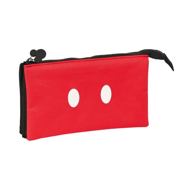 Tredobbelt bæretaske Mickey Mouse Clubhouse Mickey mood Sort Rød 22 x 12 x 3 cm