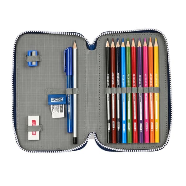 Penalhus med Tilbehør Munich College Grå 12.5 x 19.5 x 4 cm (28 Dele)