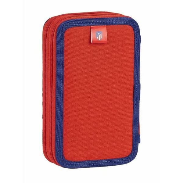 Dobbelt penalhus Atlético Madrid M854 Blå Hvid Rød Sportslig 28 Dele 12.5 x 19.5 x 4 cm