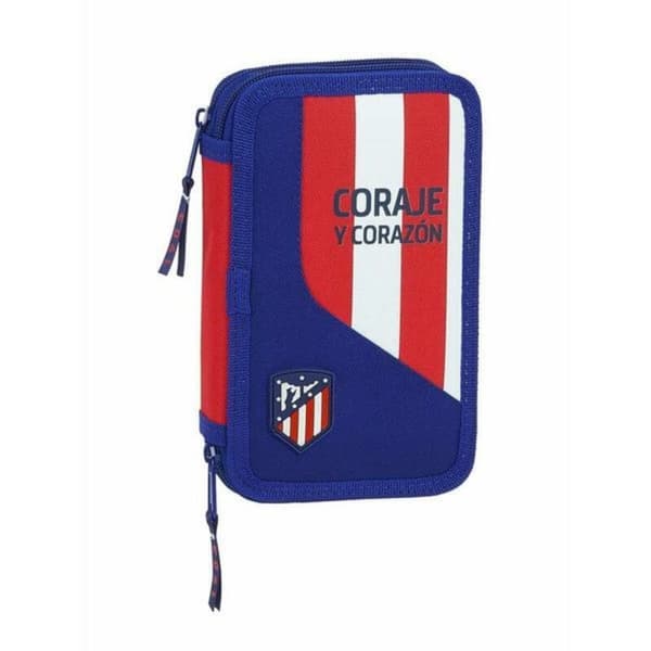 Dobbelt penalhus Atlético Madrid Blå Rojo/Blanco Sportslig 28 Dele 12.5 x 19.5 x 4 cm