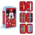 Miniatyrbillede 2 af 6: Tredobbelt Penalhus Mickey Mouse 43 Dele Rød (12 x 19,5 x 6,5 cm)