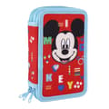 Miniatyrbillede 1 af 6: Tredobbelt Penalhus Mickey Mouse 43 Dele Rød (12 x 19,5 x 6,5 cm)