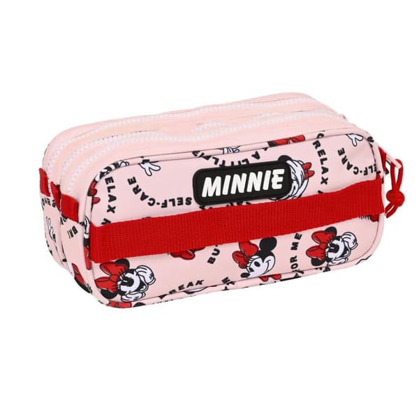 Tredobbelt bæretaske Minnie Mouse Me time Pink (21,5 x 10 x 8 cm)
