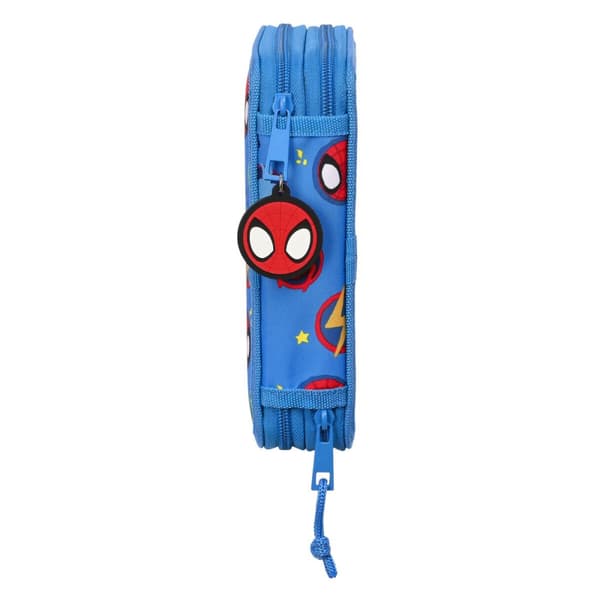 Penalhus med Tilbehør Spiderman Team up Blå 12.5 x 19.5 x 4 cm (28 Dele)