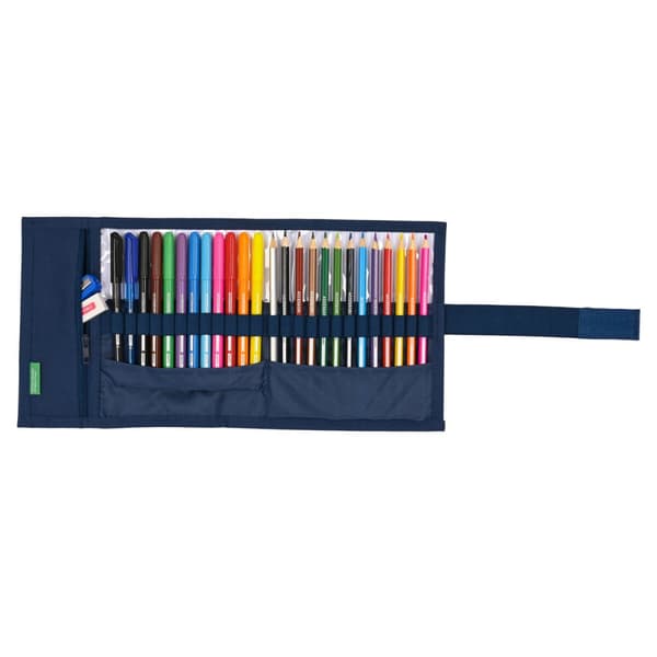Penalhus med Tilbehør Benetton Love Marineblå (27 Dele) (7 x 20 x 7 cm)