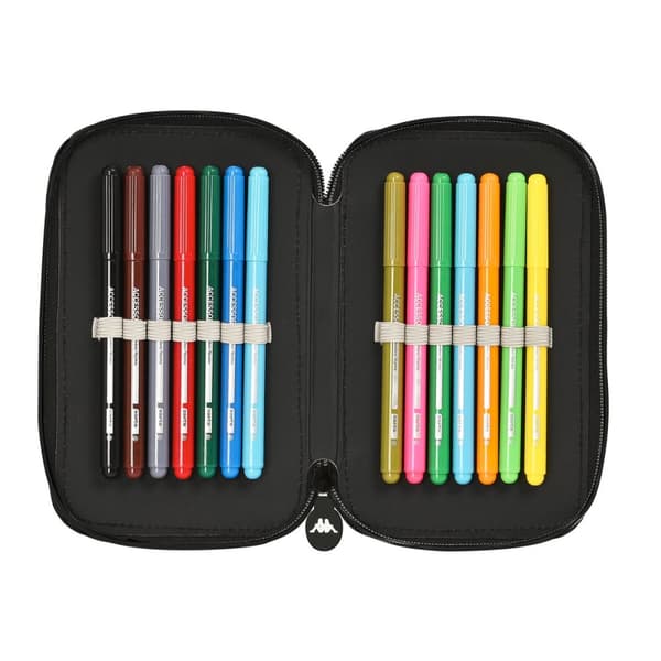 Penalhus med Tilbehør Kappa Black Sort 12.5 x 19.5 x 4 cm (28 Dele)