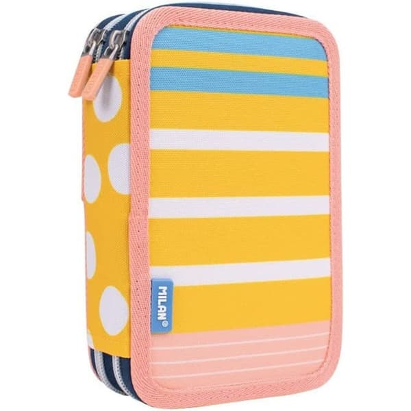 Dobbelt penalhus Milan Swins 2 Multifarvet Gul Pink 19,5 x 13 x 5 cm