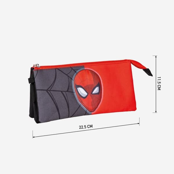 Tredobbelt bæretaske Spiderman Rød 22,5 x 2 x 11,5 cm Sort