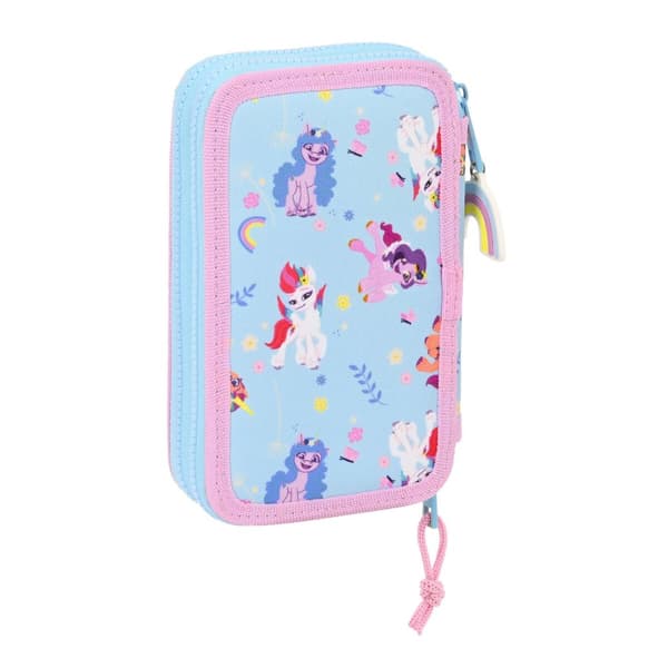 Dobbelt penalhus My Little Pony Wild & free Blå Pink 12.5 x 19.5 x 4 cm (28 Dele)