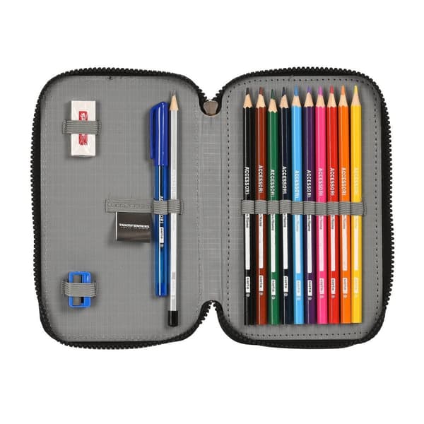 Dobbelt penalhus Transformers Sort 12.5 x 19.5 x 4 cm (28 Dele)