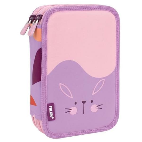 Dobbelt penalhus Milan Animals Violet 19,5 x 13 x 5 cm