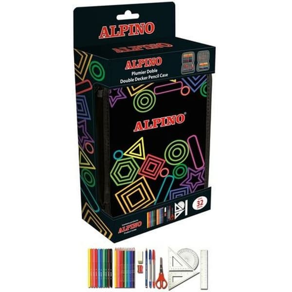 Dobbelt penalhus Alpino Multifarvet 32 Dele