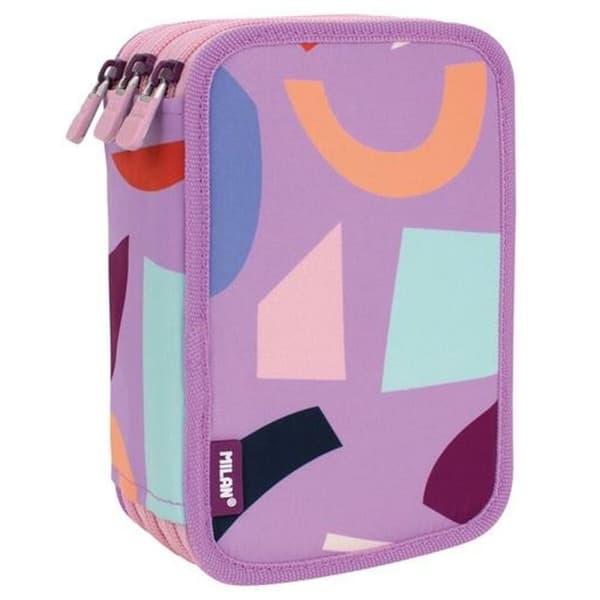 Tredobbelt Penalhus Milan Animals Violet 19,5 x 13 x 7,5 cm