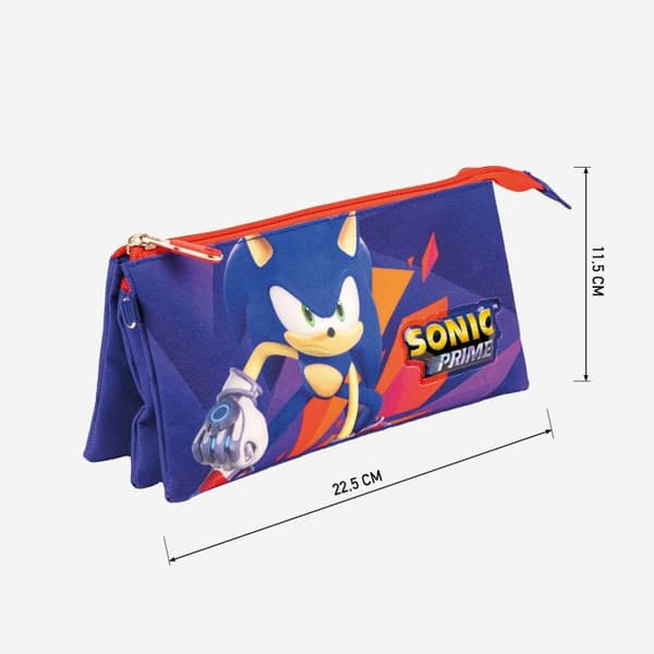 Tredobbelt bæretaske Sonic Lilla 22,5 x 2 x 11,5 cm