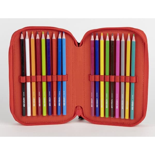 Tredobbelt Penalhus Spiderman Sort 13 x 7,5 x 20 cm
