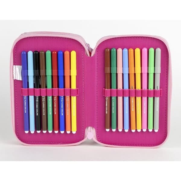 Tredobbelt Penalhus Minnie Mouse Pink 13 x 7,5 x 20 cm