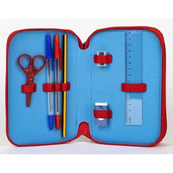Tredobbelt Penalhus Mickey Mouse Rød 13 x 7,5 x 20 cm