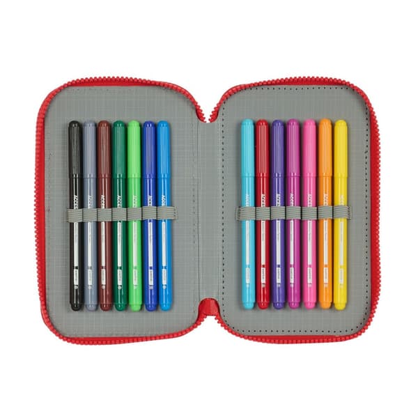 Dobbelt penalhus Sevilla Fútbol Club Sort Rød 12.5 x 19.5 x 4 cm (28 Dele)