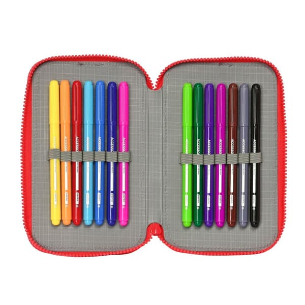 Dobbelt penalhus Sonic Let's roll Marineblå 12.5 x 19.5 x 4 cm (28 Dele)