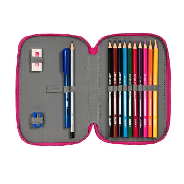 Dobbelt penalhus Pinypon Blå Pink 12.5 x 19.5 x 4 cm (28 Dele)