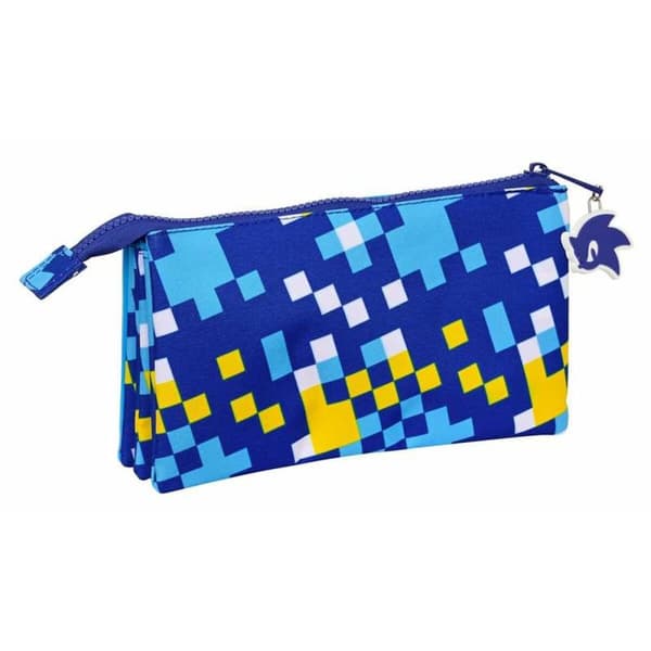 Tredobbelt bæretaske Sonic Speed 22 x 12 x 3 cm Blå Børns