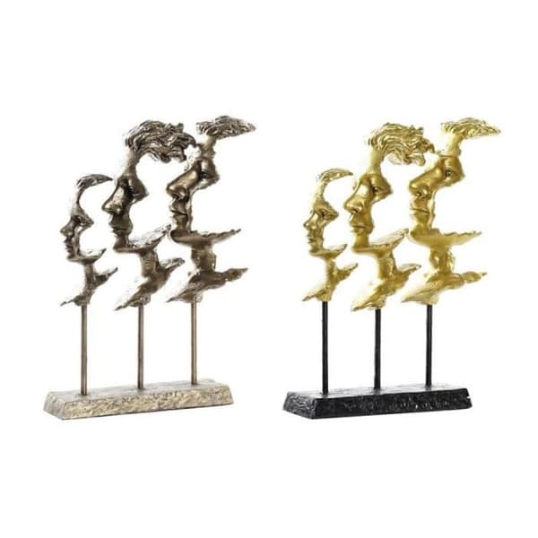 Dekorativ statyett DKD Heminredning Guld Ansiktsmetall Koppar Modernt harts (2 enheter) (23 x 7 x 30 cm)