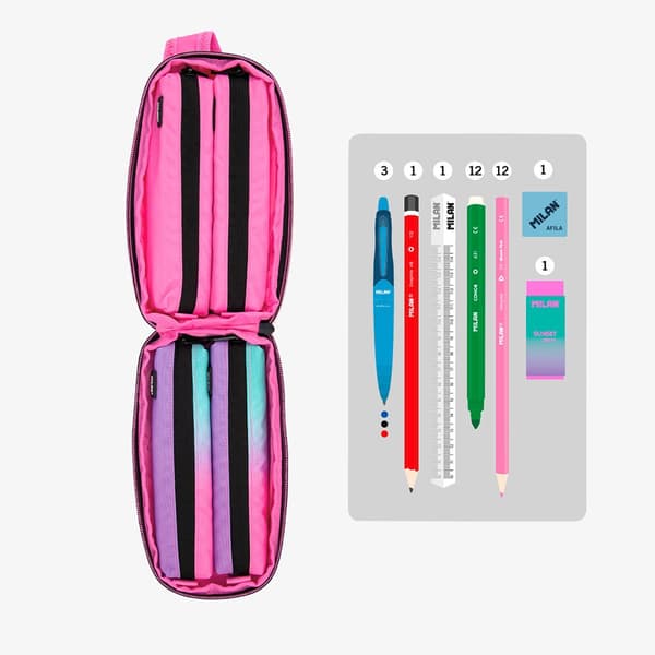 Milan Fyllda Pennfodral Sunset Kit 4 Rosa  Man