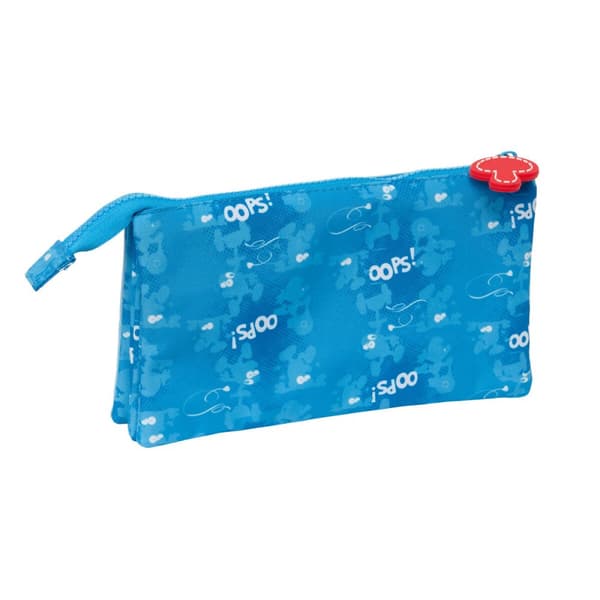 Dobbelt carry-all Los Pitufos Blå 22 x 12 x 3 cm