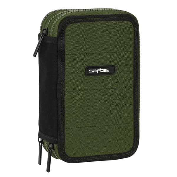 Tredobbelt Penalhus Safta Dark forest Sort Grøn 12.5 x 19.5 x 5.5 cm (36 Dele)