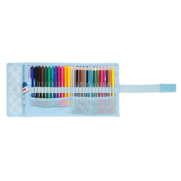 Penalhus Glow Lab Cisnes Roll-up Blå 7 x 20 x 7 cm (27 Dele)