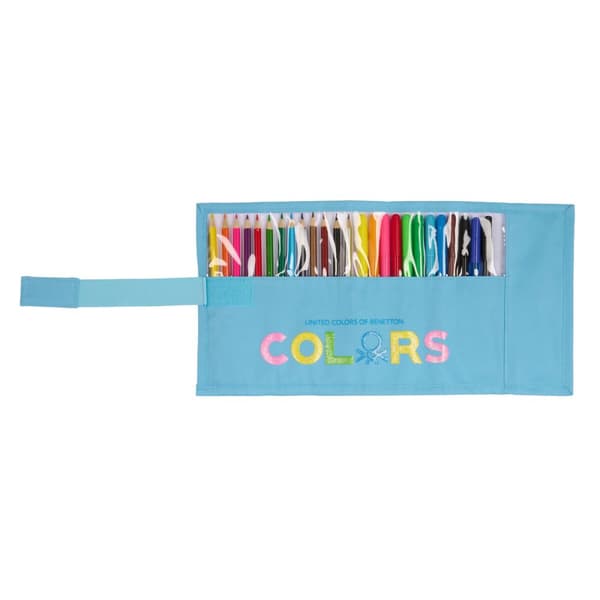 Penalhus Benetton Spring Roll-up Himmelblå 7 x 20 x 7 cm (27 Dele)