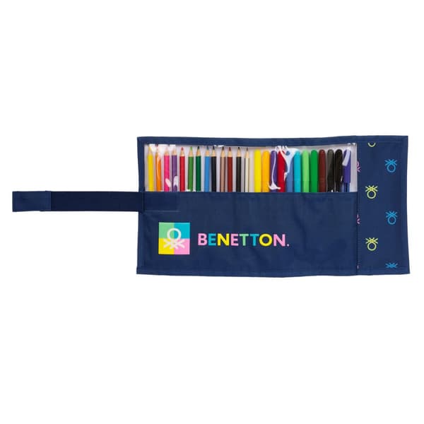 Penalhus Benetton Cool Marineblå 7 x 20 x 7 cm Roll-up 27 Dele