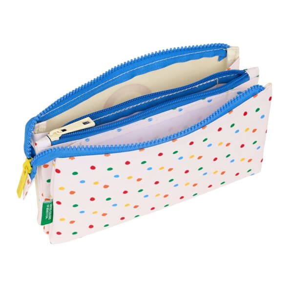 Kolmilokeroinen laukku Benetton Topitos Valkoinen Luonnollinen 22 x 12 x 3 cm