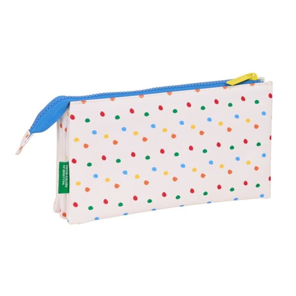 Kolmilokeroinen laukku Benetton Topitos Valkoinen Luonnollinen 22 x 12 x 3 cm