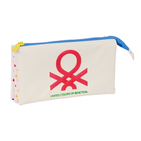 Kolmilokeroinen laukku Benetton Topitos Valkoinen Luonnollinen 22 x 12 x 3 cm