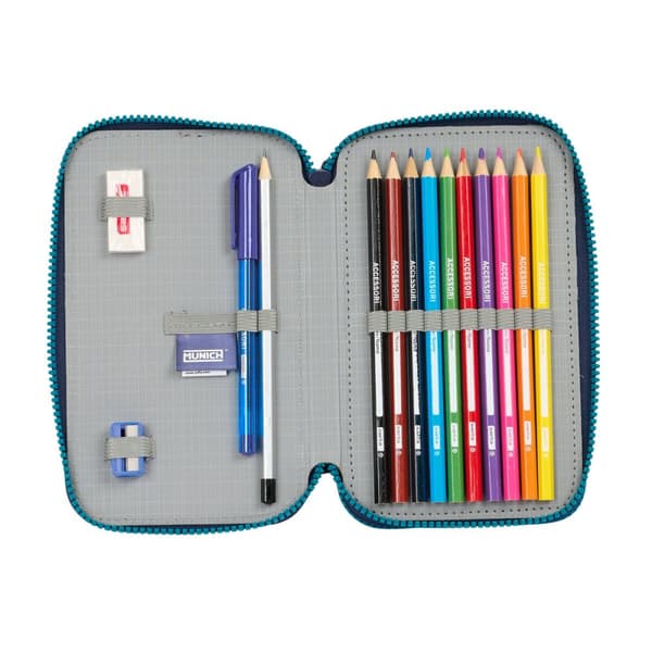Dobbelt penalhus Munich Nautic Marineblå 12.5 x 19.5 x 4 cm 28 Dele