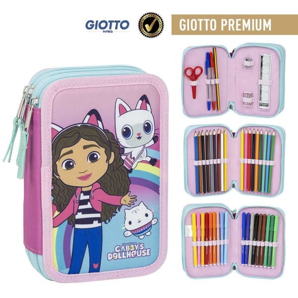Kolmoiskynäkotelo Gabby's Dollhouse Pinkki 12,5 x