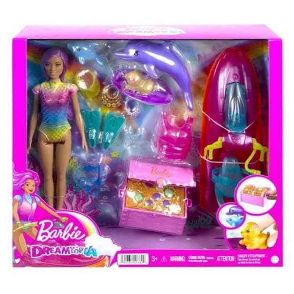 Docka - Barbie - Dreamtopia - 12 delar - Tillbehör x 7 - 3 djurfigurer